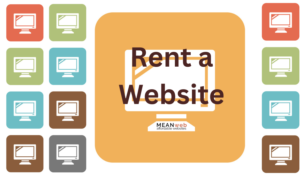 Rent a Website text with multicolored computer monitor graphics